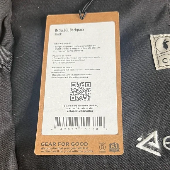 Cotopaxi Ostra 30L Pack Black Backpack - Picture 3 of 9